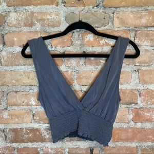 UO- Deep V Crop Top in Grey - Medium